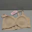 PoseFree Womens Seamless Wireless Supportive Bra Push Up Comfort Soft No Underwire Full Coverage T-Shirt Bra (X-Large, Nude)