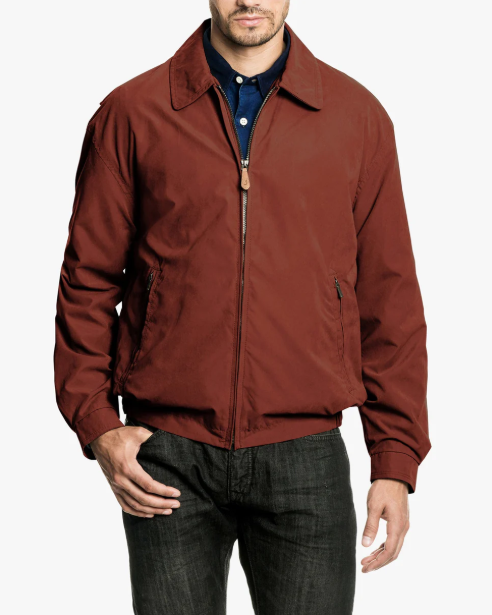 London Fog Men's AUBURN LIGHT WEIGHT ZIP FRONT GOLF JACKET, Chili, XL