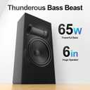 Nylavee Sound Bar - Hi-Fi Stereo Soundbar with Subwoofer, 80w Peak Power, Deep Bass Boost, 16-inch Small Bluetooth Sound Bar with HDMI-ARC, Coaxial, AUX Connection for TV, Computer, Projector