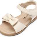 DREAM PAIRS Girls Sandals Fashion Bow Summer Shoes for Toddler/Little Kid (White-pu) Size 6 Toddler
