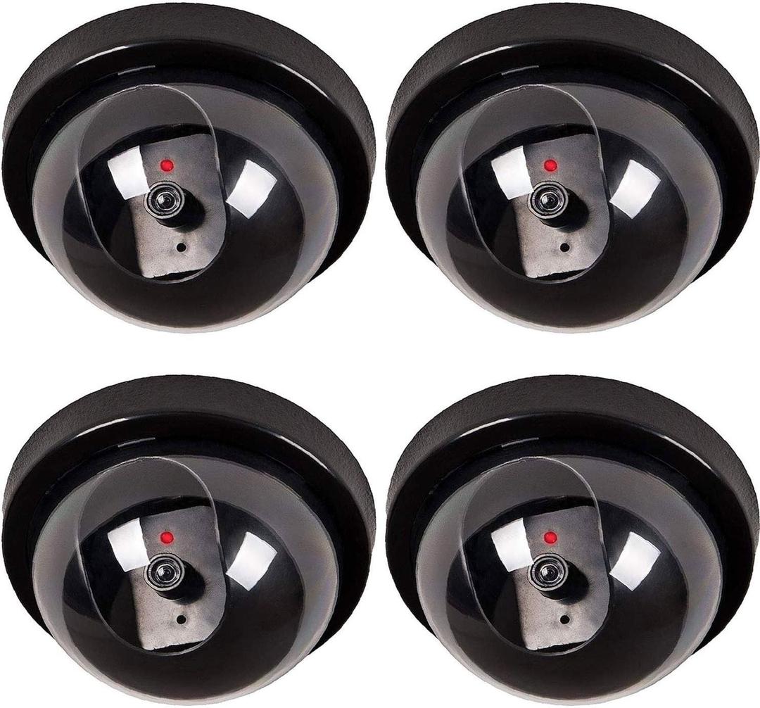 WALI Dummy Fake Security CCTV Dome Camera with Flashing Red LED Light with Security Alert Sticker Decals (SD-4), 4 Packs, Black WALI Dummy Fake Security CCTV Dome Camera with Flashing Red LED Light with Security Alert Sticker Decals (SD-4), 4 Packs, Black
