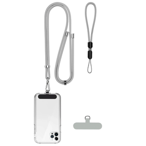takyu Phone Lanyard, 2 Pack Adjustable Cell Phone Lanyard Crossbody Neck Strap & 2 Pack Phone Wrist Strap with 2 Pcs Tether Tabs Compatible for iPhone Android SmartphonesBlack Grey