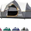 6 Person Family Camping Tent,Waterproof Windproof with Top Rainfly,Easy Set Up,Pop Up Tent for Outdoor Camping Hiking Trave (Grey)