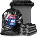 50 55 60 Gallon Trash Bags, 100 Count High Density Garbage Bags, Recycling Trash Can Liners, Sturdy & Tear-Resistant Large Black Bag for Kitchen Yard Outdoor Commercial Use, Lawn Leaf Waste Bags