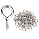 Aovchei Eye Screws, 50Pcs 1 inches 304 Heavy Duty Stainless Steel Screw Hooks, Self Tapping Eye Bolts, Indoor & Outdoor for Hanging Artwork