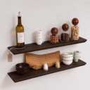 Floating Shelves for Wall -Solid Pine Wood Wall Shelf - Bathroom Shelves -Wall Shelves for Bedroom Living Room - Floating Shelf for Wall Mounted Shelves (Dark Walnut, 36 Inch)