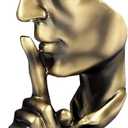aboxoo Thinker Statue, Silence is Gold Abstract Art Figurine,Modern Home Resin Sculptures Decorative Objects,Table Top Decor for Livingroom Home Decor,Office Study Sculpture,Shh mask Statue(Gold)