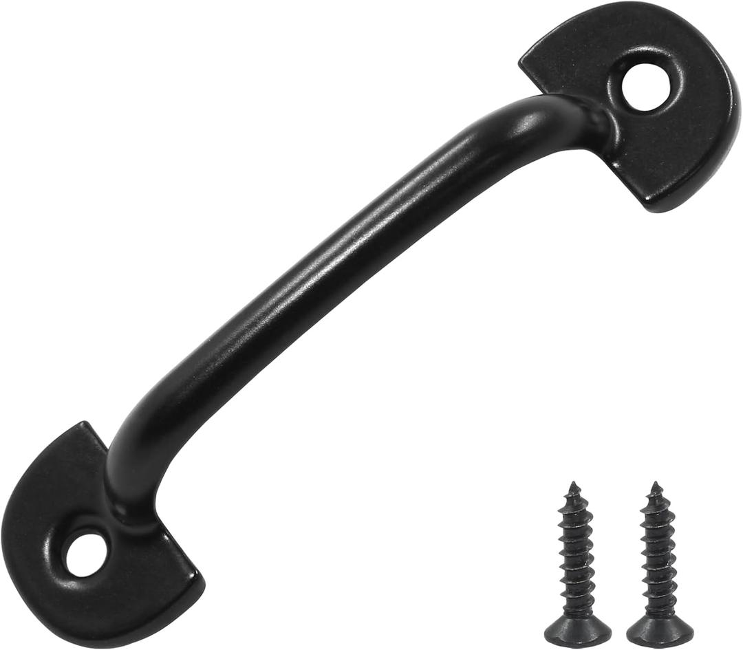 Piutouyar 20 Pcs Mini Vintage Cabinet Pull Handles, Zinc Alloy Barn Door Handles Rustic Gate Handle Metal Gate Pull Fence Handle for Cabinet Dresser Closet Drawer (Black, Overall Length: 60mm/2.36")