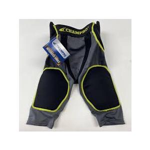 CHAMPRO Youth Tri-Flex 5-Pad Integrated Girdle (Small, Black, Optic Blue Trim)