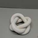 Wood Knot Chain Link Decor - 3 Link Boho Wooden Hand Carved Decorative Wooden Links Knots for Coffee Table Entryway Modern Farmhouse Shelf Decoration (White)