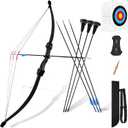 Kids Bow and Arrow Set, 45" Youth Bow and Arrow Archery Set, Bow and Arrow for Kids 8-12 12-14, Longbow Archery Set - Gift for Beginner Archers. Black
