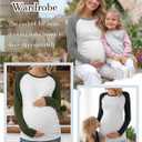 3 Pack Women's Maternity Shirts, Pregnancy Raglan Long Sleeve Tops Sides Ruched Crew Neck Color Block Mama Clothes
