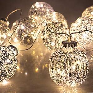 ITART Mercury Ball with Timer Lighted Christmas Balls Garland Battery Operated 10pcs 3.15Inch Globes for Xmas Tree Décor Mantel Fireplace Wedding Party Indoor Lighting