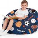 Boao Stuffed Animal Storage Bean Bag Chair Cover (No Filler) Washable Canvas Beanbag Chair Bean Bag Cover with Zipper for Organizing Plush Toy or Textile Sack Beanbag(1 Pc,Balls,27 Inches)