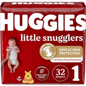 Huggies Size 1 Diapers, Little Snugglers Newborn Diapers, Size 1 (8-14 lbs), 33 Count