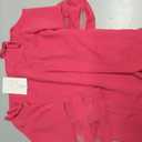 Jouica Womens Summer Cold Shoulder Tops Mesh Panel 3/4 Bell Sleeve Tees Adjustable Spaghetti Strap Loose Fit Shirts (Pink, S)