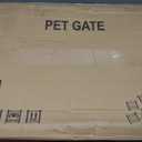 Vantas Folding No-Assembly Metal Pet Gate 120" Wide, 32" Extra Tall Dog Gate with Door Walk Through, Freestanding Accordion Puppy Gate Dog Door for Indoor & Outdoor, with 2PCS Support - White