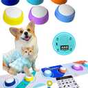 Dog Buttons for Communication Starter Kit - 6 Color Recordable Dog Buttons with Non-Slip Mat & Training Clicker, 0.5lb Easy-Press Talking Buttons for Small Dogs & Cats, Pre-Installed Battery