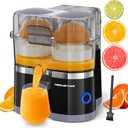 KEENSTAR Electric Citrus Juicer, Dual-Head Orange Juicer Squeezer, Portable Juicer with Cleaning Brush for Lemon, Grapefruit, High Juice Yield, Easy to Clean, One Touch Operation