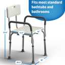 Medline Shower Chair with Backrest and Padded Armrests - 350 lb. capacity, Bath Bench, Seat, Stool for Independent Adult, Seniors, Elderly & Disabled Patients