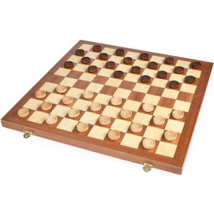 VAMSLOVE 15inch Checkers Folding Wooden Game Set, 100 Square Checkerboard International Checkers Draughts Board 10x10 for Kids with Pieces Storage Slots (Instructions Included)