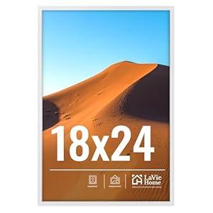 LaVie Home 18x24 Picture Frame for Wall Display, 18x24 White Picture Frame with HD Plexiglas, 18 x 24 Poster Frame 1 Pack, Display Frame for Vertical or Horizontal, Classic Collection