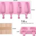 WMKGG Popsicle Silicone Molds Set, 2 PCS Ice Cream Molds with 50 Wooden Sticks for Cake Pop, Ice Pop, Cakesicles (Standard Size/Pink)