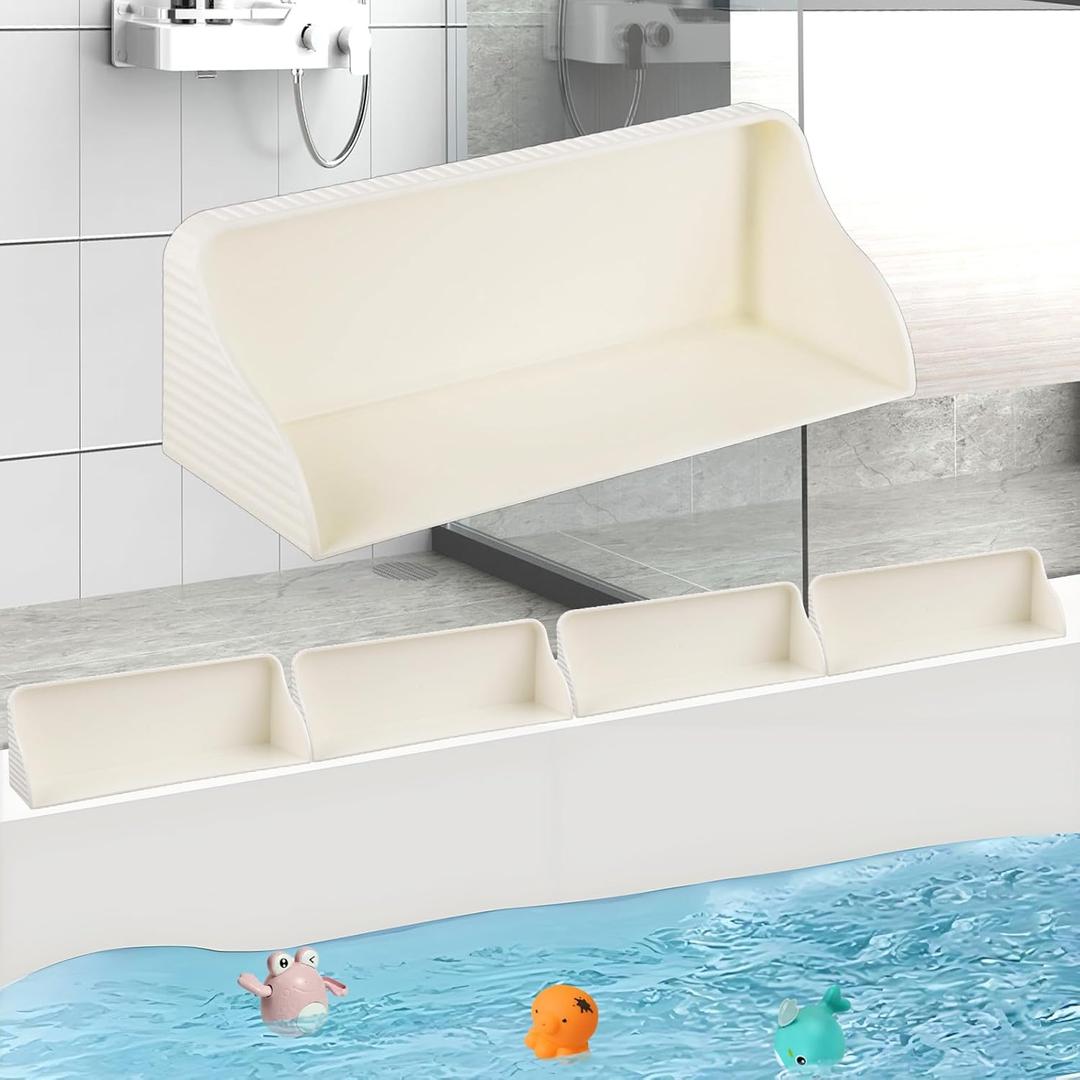 Splash Guard for Bathtub & Sink, Bathtub Bath Splash Plaything Tray Shelf for Tub, Bathtub Storage Tray Holder Bathtub Splash Guard Play Shelf Area, Bathroom Accessories (4 Pack White) Splash Guard for Bathtub & Sink, Bathtub Bath Splash Plaything Tray Shelf for Tub, Bathtub Storage Tray Holder Bathtub Splash Guard Play Shelf Area, Bathroom Accessories (4 Pack White)