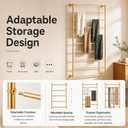 10 Tier Wall Mounted Rack,Scarf Display Stand,Belt Pants Hangers Scarves Hijab Stand, Towel Rack Ribbon Holder,Wrapping Paper Spool Storage for Retail Store(Gold), hold up to 50 pounds