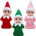 JOYIN 3PCS Christmas Tiny Elf Doll with 1 Red,1 Green and 1 Pink Elf Doll, Christmas Holiday Decoration Accessories Tiny Gift for Girls Boys Kids Adults