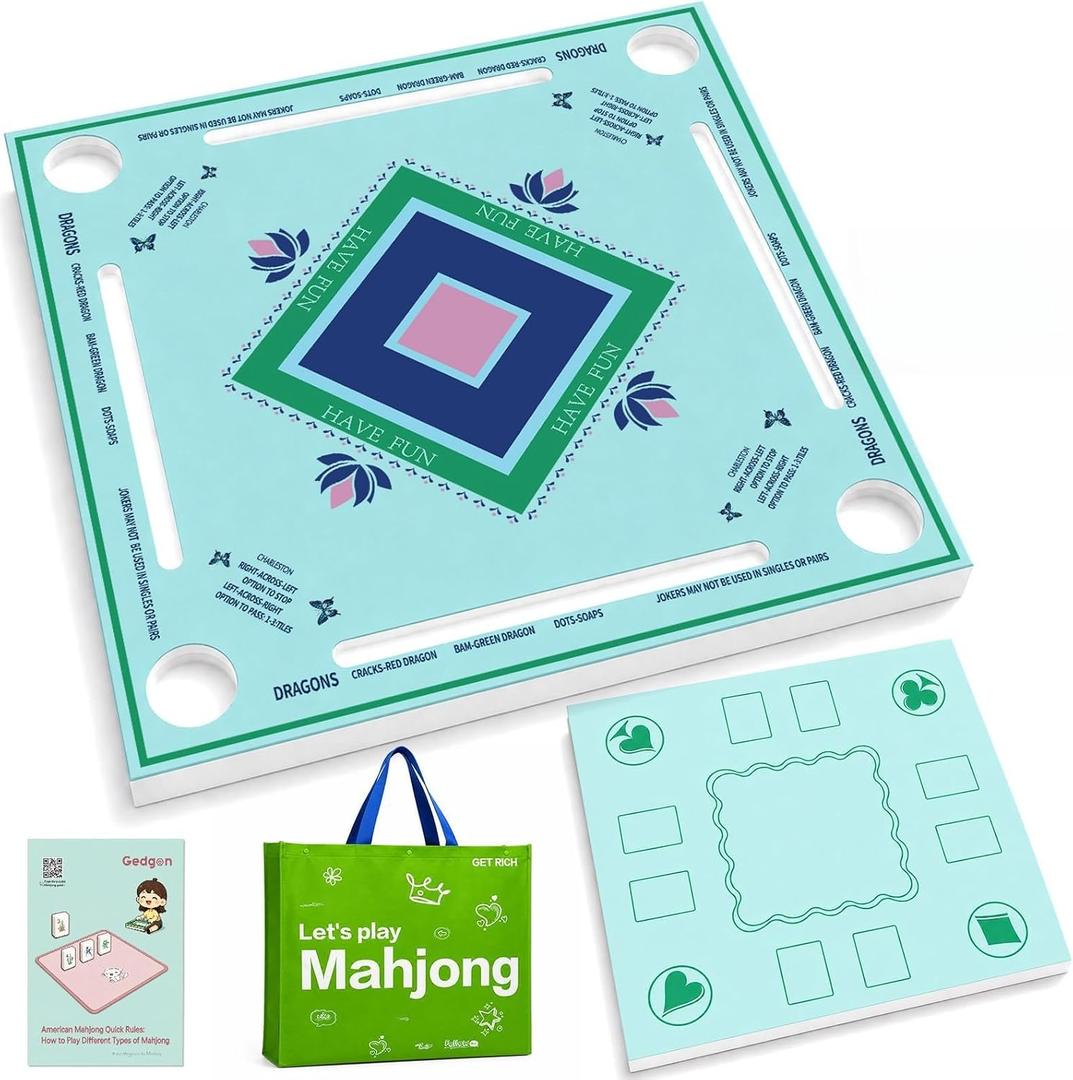 Floating Mahjong Table for Pool, 31.5'' Double-Sided EVA Floating Game Table, Waterproof Mahjong Table with Cup Holders for Mahjong, Cards, Poker & Dominoes, Pool Float Board for Hot Tub, Lake & Beach