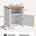 Marsail Farmhouse Nightstand Set of 2, Wood Bedside Table with Charging Station, Night Stand with Shelf and Doors, End Table with Storage Side Table for Bedroom, White & Brown, 24.8" H x 17.3" W x 15.7" D