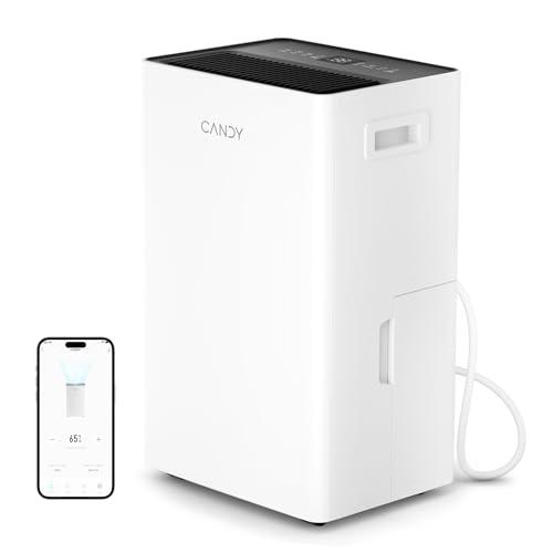 Candy 4500 Sq.Ft Dehumidifier for Basement,80 Pints Dehumidifiers for Home,Continuous/Sleep/Auto Mode,1.35 Gal Water Tank with Drain Hose,Portable & Wifi for Large Room,Bedroom,Bathroom,Garage,Laundry