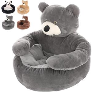 Teddy Bear Dog Bed with Arms,Teddy Bear Bed for Dogs,Cozy Fluffy Washable Cuddler Bed with Anti-Slip Bottom,Puppy Bed for Indoor Cats & Small Dogs (Gray, M)