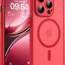 TOCOL Magnetic for iPhone 13 Pro Max Case, Upgraded Full Camera Protection, Compatible with Magsafe, Drop Protection, Translucent Matte Back for iPhone 13 Pro Max 6.7 inch (Red)