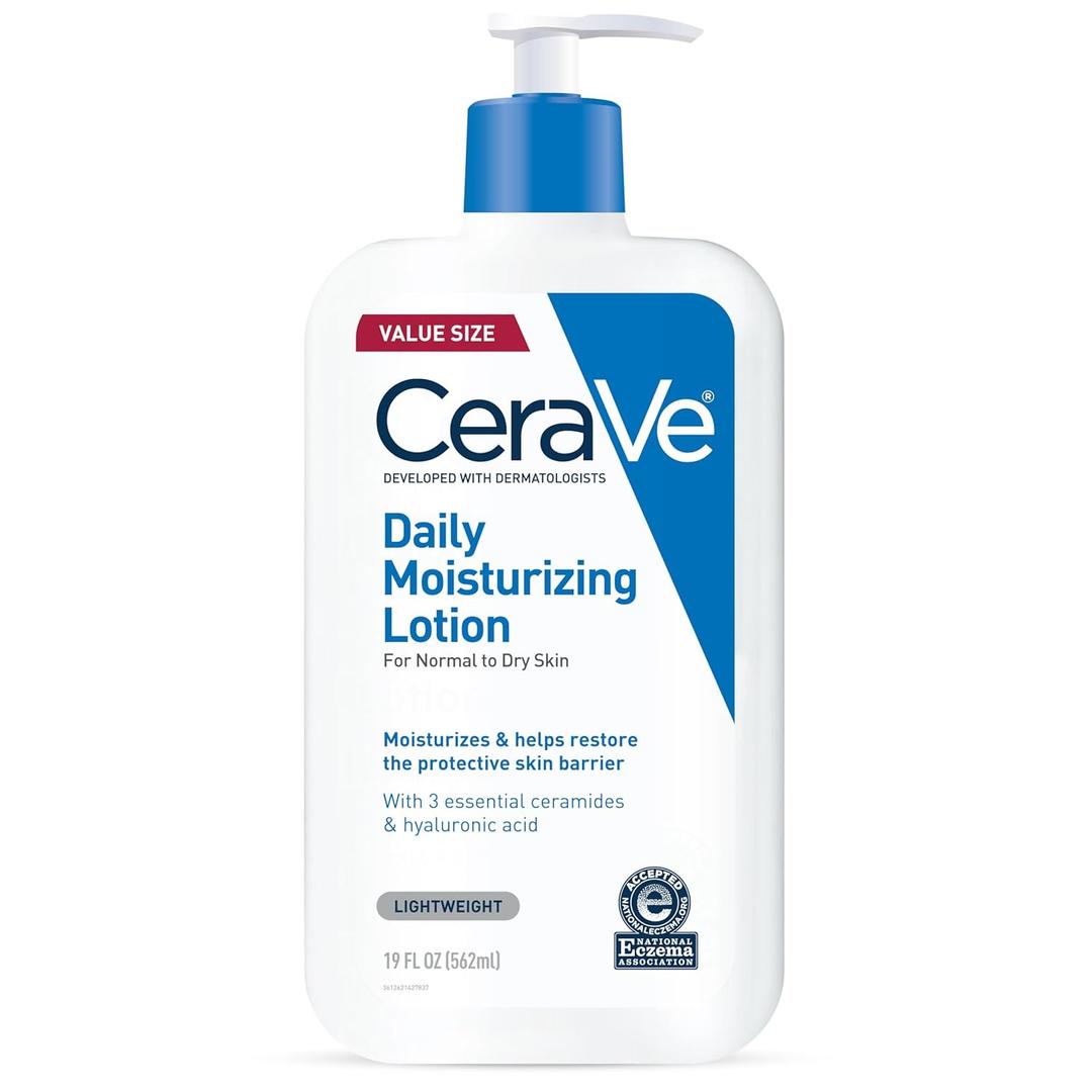 CeraVe Daily Moisturizing Lotion for Dry Skin, Body Lotion & Face Moisturizer with Hyaluronic Acid and Ceramides, Daily Moisturizer, Fragrance Free, Oil-Free, 19 Fl Oz (Pack of 1)
