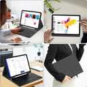 Keyboard Case for iPad Air 11-inch (M3 2025 / M2 2024) & iPad Air 5th 4th Generation, Magnetic Detachable Wireless Bluetooth Keyboard, Stand Cover Case with Pencil Holder, Black