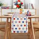 RABUSOFA Stars Patriotic Fourth of July Table Runner,Seasonal Memorial Day Kitchen Dining Table 4th of July Decorations for Home Party Decor 13x72 Inch