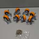 2 Inch Casters, ASHGOOB Caster Wheels with Side Brake, Locking Casters Set of 8, Industrial/Furniture Swivel Plate Caster Wheels for Workbench and Carts, Orange Polyurethane (PU) Castors (8 Pack)