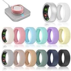 14 Pack Ring Cover Compatible with Oura Ring Gen 4/Gen 3 Horizon/Gen 3 Heritage, Ultra-Thin Anti-Scratch Silicone Ring Case for Women Men, Support Charging with Cover on (S (6/7/8/9/10))