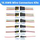 1/2/3/4/5/6 Pin Connector with 16 AWG Wire Automotive Electrical Connectors Waterproof Wire Connectors for Car Truck Motorcycle Marine Boat 20PCS Kits