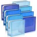 8 Pack TSA Approved Travel Toiletry Bags Frosted Translucent Leak-proof Cosmetic Makeup Bags for Women Men Travel Organizer Airport Security (Blue,8.5 x 6.3 x 2.9 Inch)