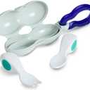 Doddl Baby Spoon and Fork, Cutlery Set + Travel Case for Babies 6+ Months, Learn to Self-Feed. Helps Weaning (Fresh Green) (Aqua)