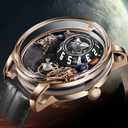 Space Station Automatic Watches for Men, Unique 3D Astronaut Space Style, 5ATM Waterproof Skeleton Mechanical Watch with Leather Strap