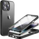JETech Case for iPhone 14 Pro 6.1-Inch with Built-in Screen Protector Anti-Scratch, 360 Degree Full Body Rugged Phone Cover Clear Back (Black)