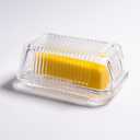 Reversible Glass Butter Dish with Lid, Modern Wide Covered Clear Crystal Butter Dish for Countertop & Refrigerator