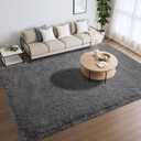 Merelax Area Rugs 9x12 Living Room, Large Grey Bedroom Carpet, Big Shag Indoor Thick Soft Nursery Rug, Deep Gray Fluffy Carpets for Boy and Girls Room Dorm Home Decor Aesthetic