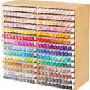 walowalo Bamboo Marker Organizer for 280 Markers Christmas Gifts Durable Pencil Holder Desk Storage Large for Artists Teachers Students Classroom Birthday Gifts No Assembly Required 28-Compartments