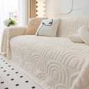 Newwiee 71 x 118 Inch Half Arch Jacquard Plush Warm Couch Cover Cozy, Sofa Covers Fluffy Plush, Sofa Slipcover Furniture Protector, Couch Cozy Washable Furniture Protector for Kids Pets