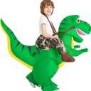 COMIN Inflatable Dinosaur Costume Kids Halloween Blow up Costumes Boys Girls Funny Riding T Rex Air Green Costume Party